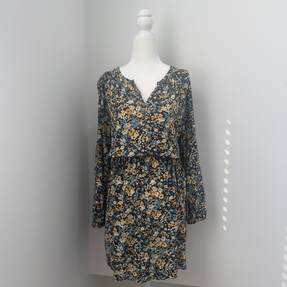 LOFT Petites Floral V-Neck with Drawstrings‎ Waist